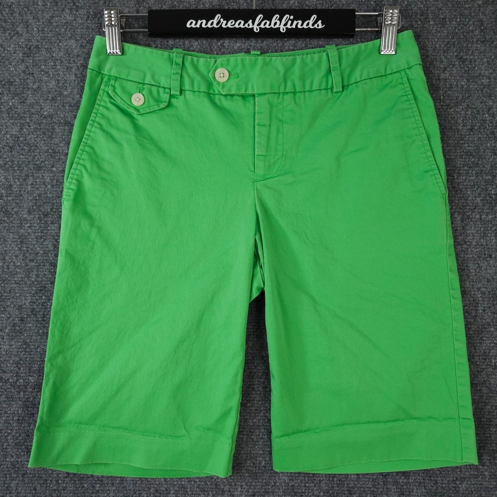 Ralph Lauren Golf Shorts Womens 0 Green Golf Fit Bermuda Chino Cotton Stretch